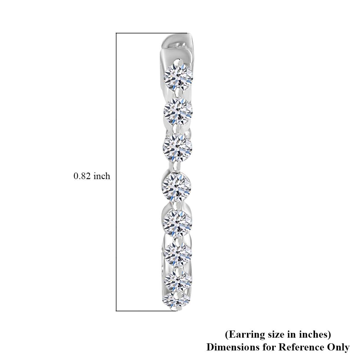 Luxuriant Lab Grown Diamond SI 1.00 ctw Hoop Earrings in Rhodium Over Sterling Silver image number 5