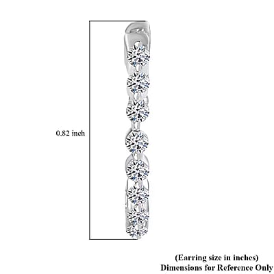 Luxuriant Lab Grown Diamond SI 1.00 ctw Hoop Earrings in Rhodium Over Sterling Silver