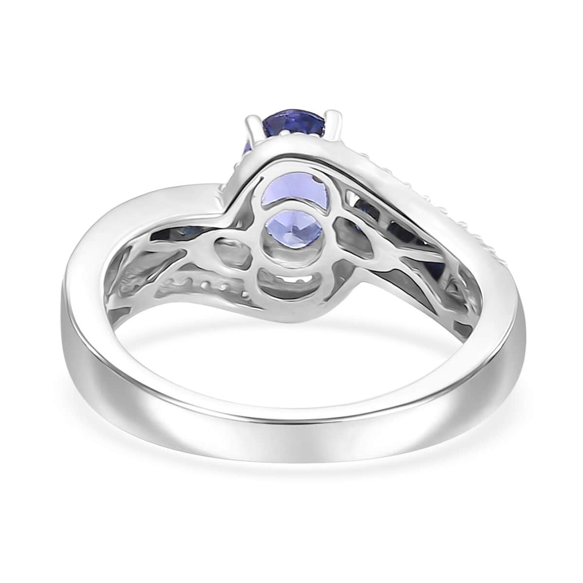 AAA Tanzanite and Multi Gemstone 1.50 ctw Bypass Ring in Rhodium Over Sterling Silver (Size 10.0) image number 4