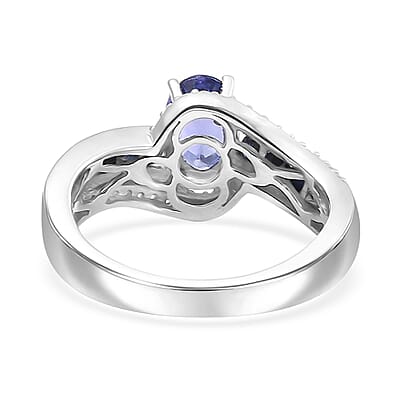 AAA Tanzanite and Multi Gemstone 1.50 ctw Bypass Ring in Rhodium Over Sterling Silver (Size 10.0)
