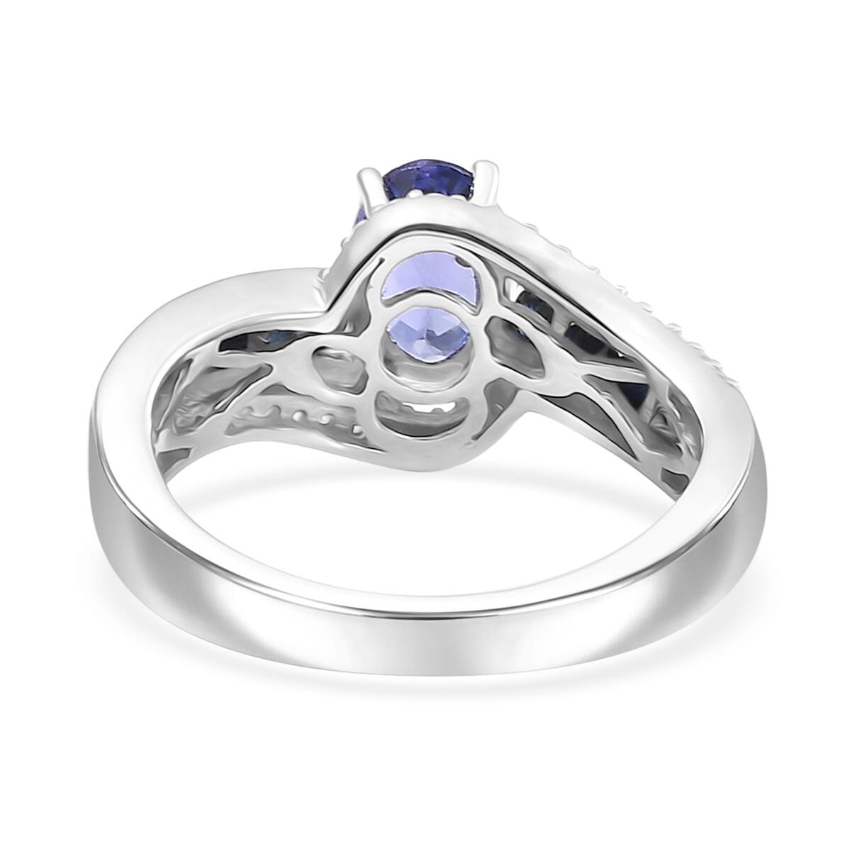 AAA Tanzanite and Multi Gemstone 1.50 ctw Bypass Ring in Rhodium Over Sterling Silver (Size 8.0) image number 4