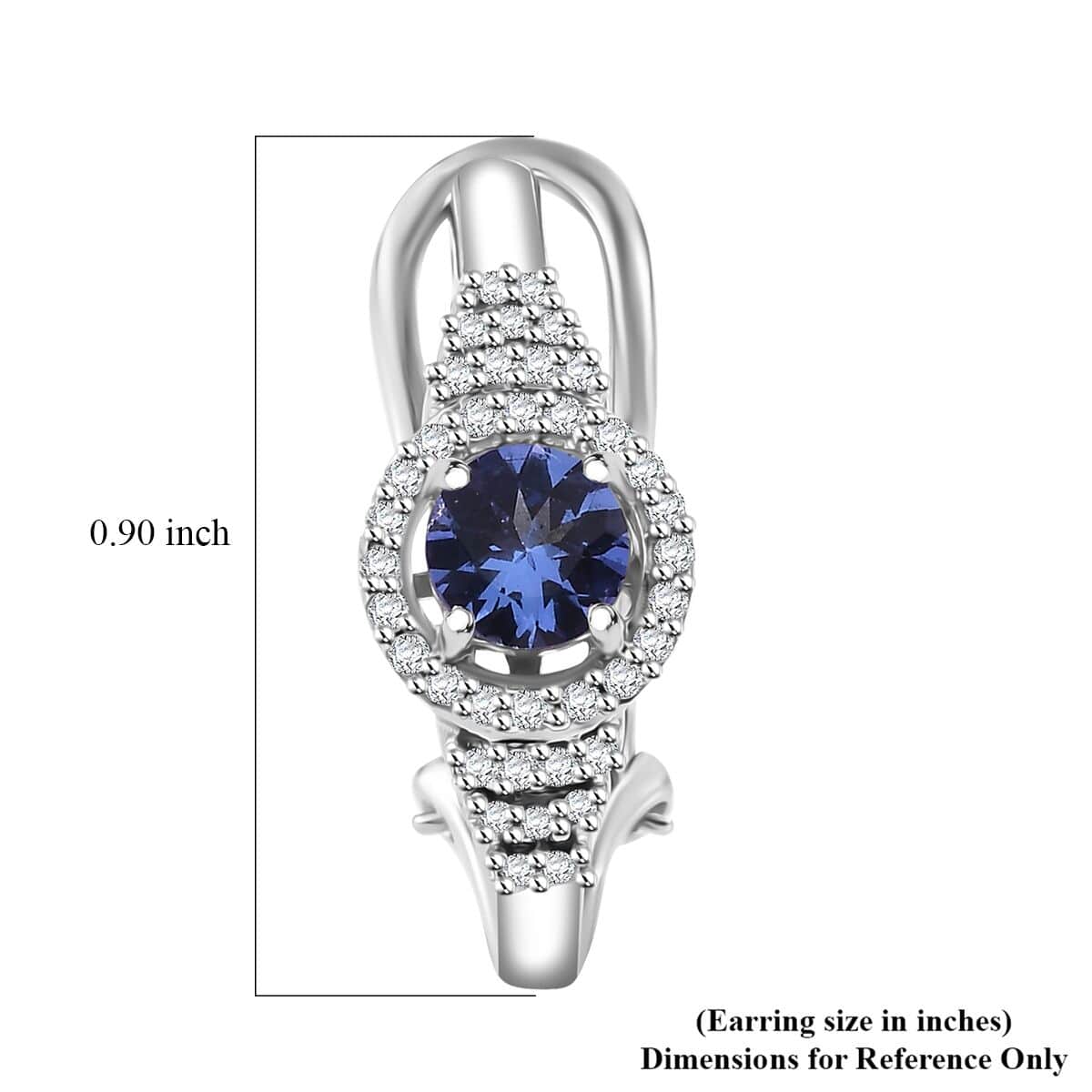 AAA Tanzanite and Moissanite 1.40 ctw Latch Back Earrings in Rhodium Over Sterling Silver image number 4