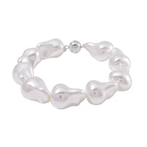 White Shell Pearl Bracelet in Stainless Steel (8.50 In)