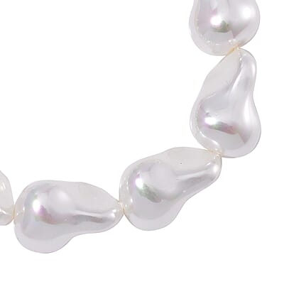 White Shell Pearl Bracelet in Stainless Steel (8.50 In)