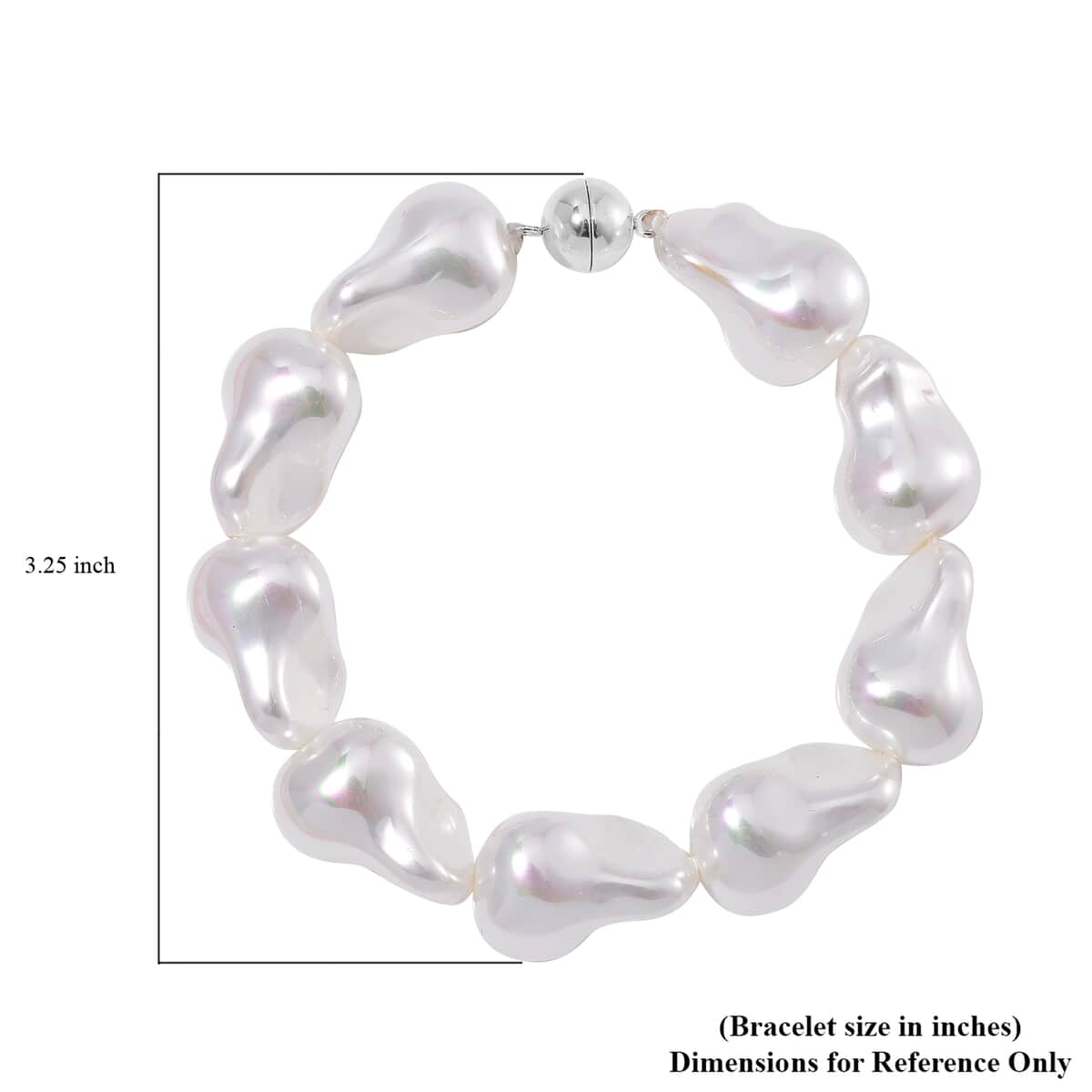 Doorbuster White Shell Pearl Bracelet in Stainless Steel (8.50 In) image number 4