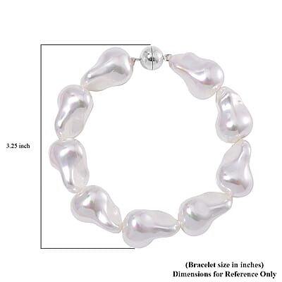 White Shell Pearl Bracelet in Stainless Steel (8.50 In)