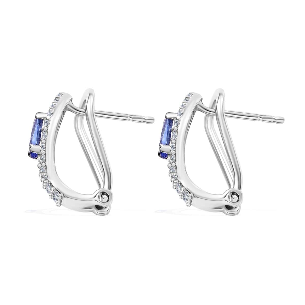 AAA Tanzanite and Moissanite 1.35 ctw Latch Back Earrings in Rhodium Over Sterling Silver image number 4