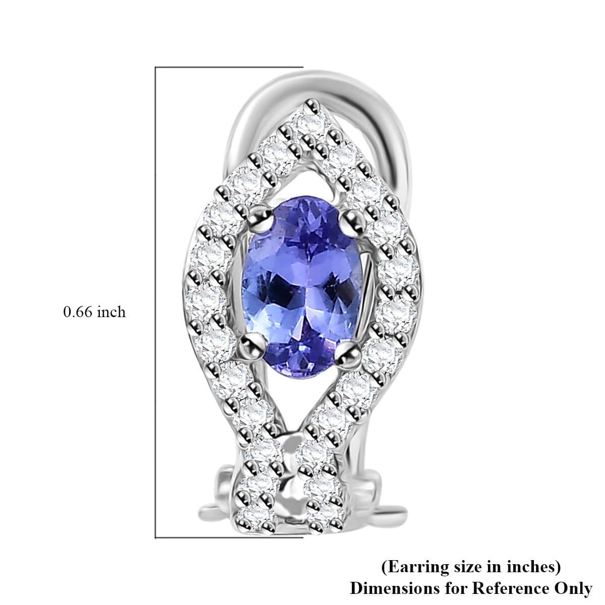 AAA Tanzanite and Moissanite 1.35 ctw Latch Back Earrings in Rhodium Over Sterling Silver image number 5