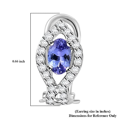 D'Joy AAA Tanzanite and Moissanite 1.35 ctw Latch Back Earrings in Rhodium Over Sterling Silver