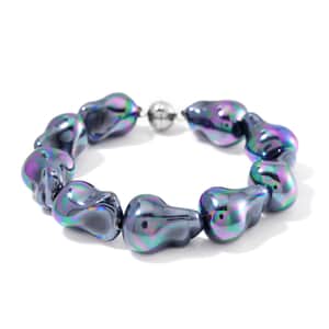 Doorbuster Peacock Color Shell Pearl Bracelet in Stainless Steel (8.50 In)