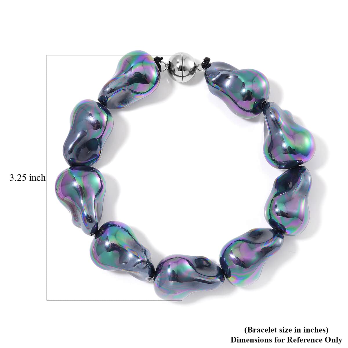 Doorbuster Peacock Color Shell Pearl Bracelet in Stainless Steel (8.50 In) image number 4