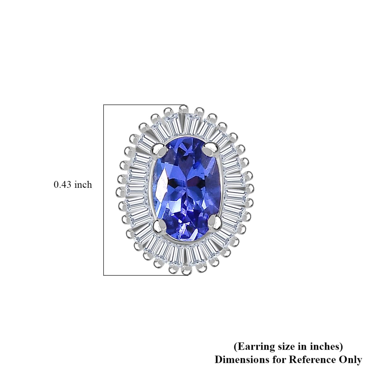 AAA Tanzanite and Diamond 1.30 ctw Halo Earrings in Rhodium Over Sterling Silver image number 4