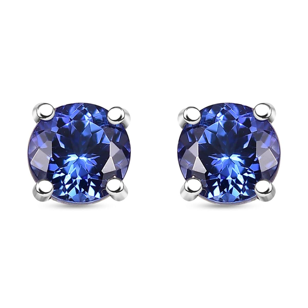 AAA Tanzanite 1.50 ctw Solitaire Stud Earrings in Rhodium Over Sterling Silver image number 0