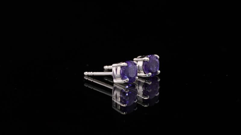 AAA Tanzanite 1.50 ctw Solitaire Stud Earrings in Rhodium Over Sterling Silver