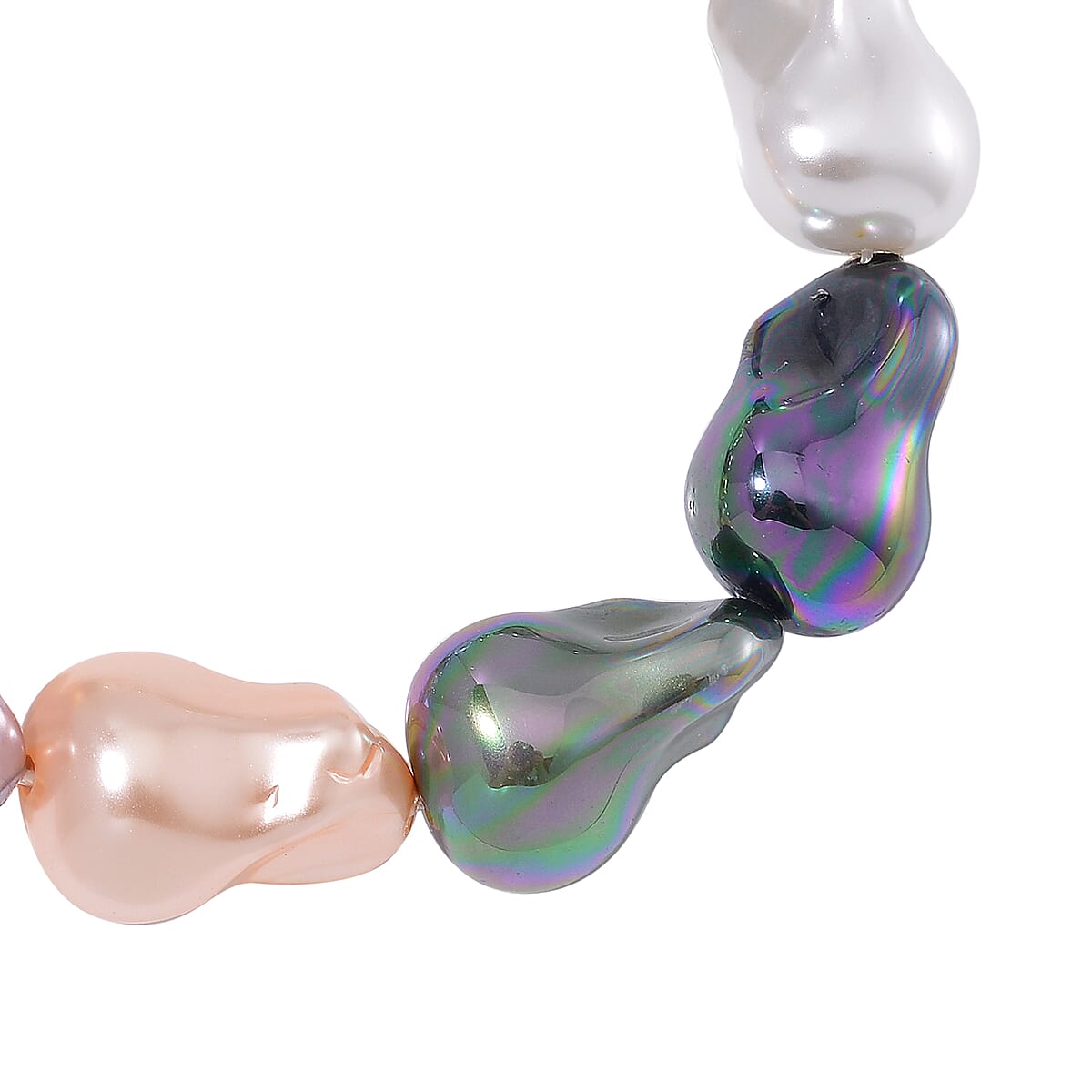 Multi Color Shell Pearl Bracelet in Stainless Steel (8.50 In) image number 3