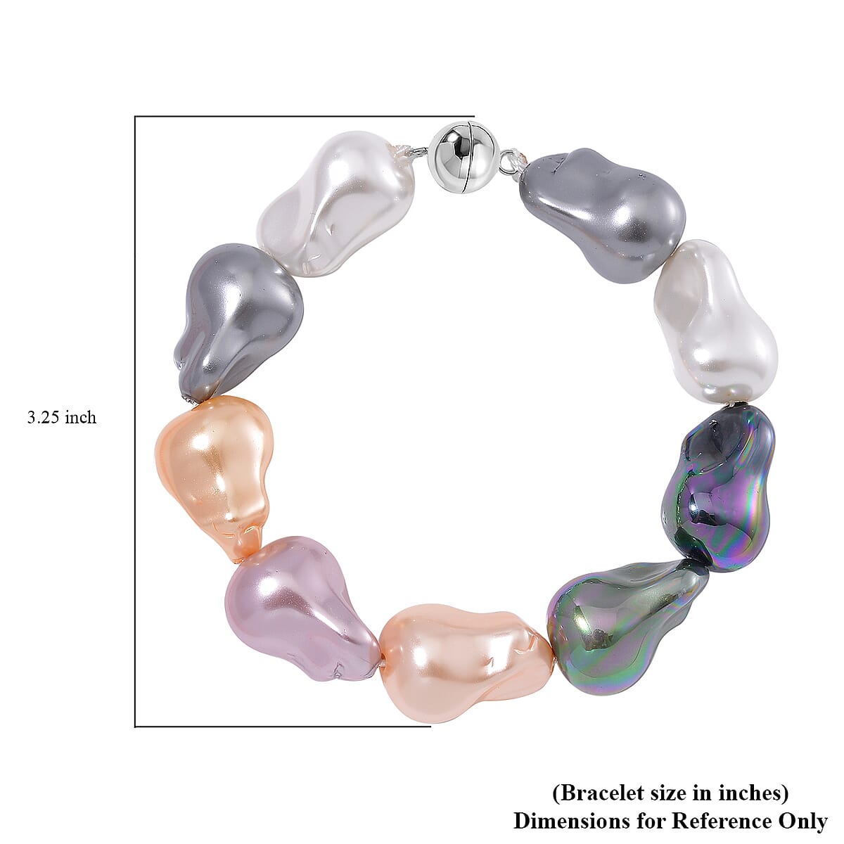 Multi Color Shell Pearl Bracelet in Stainless Steel (8.50 In) image number 4