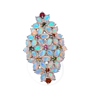 Premium Ethiopian Welo Opal 6.97 ctw Ring in Rhodium Over Sterling Silver (Size 11.5) (9 g)