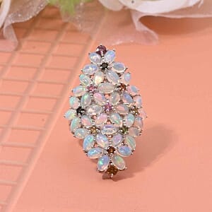 Premium Ethiopian Welo Opal 6.97 ctw Ring in Rhodium Over Sterling Silver (Size 11.5) (9 g)