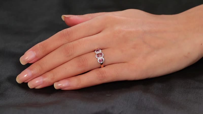Ouro Fino Rubellite, Moissanite Ring in 18K Vermeil RG Over Sterling Silver (Size 10.0) 1.15 ctw
