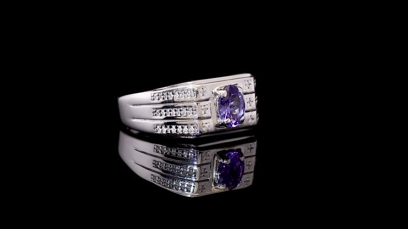 AAA Tanzanite, Moissanite Ring in Rhodium Over Sterling Silver (Size 10.0) 1.10 ctw