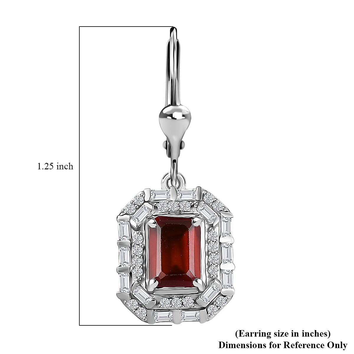 D'Joy Ceylon Hessonite Garnet and Moissanite 3.15 ctw Art Deco Earrings in Rhodium Over Sterling Silver image number 5