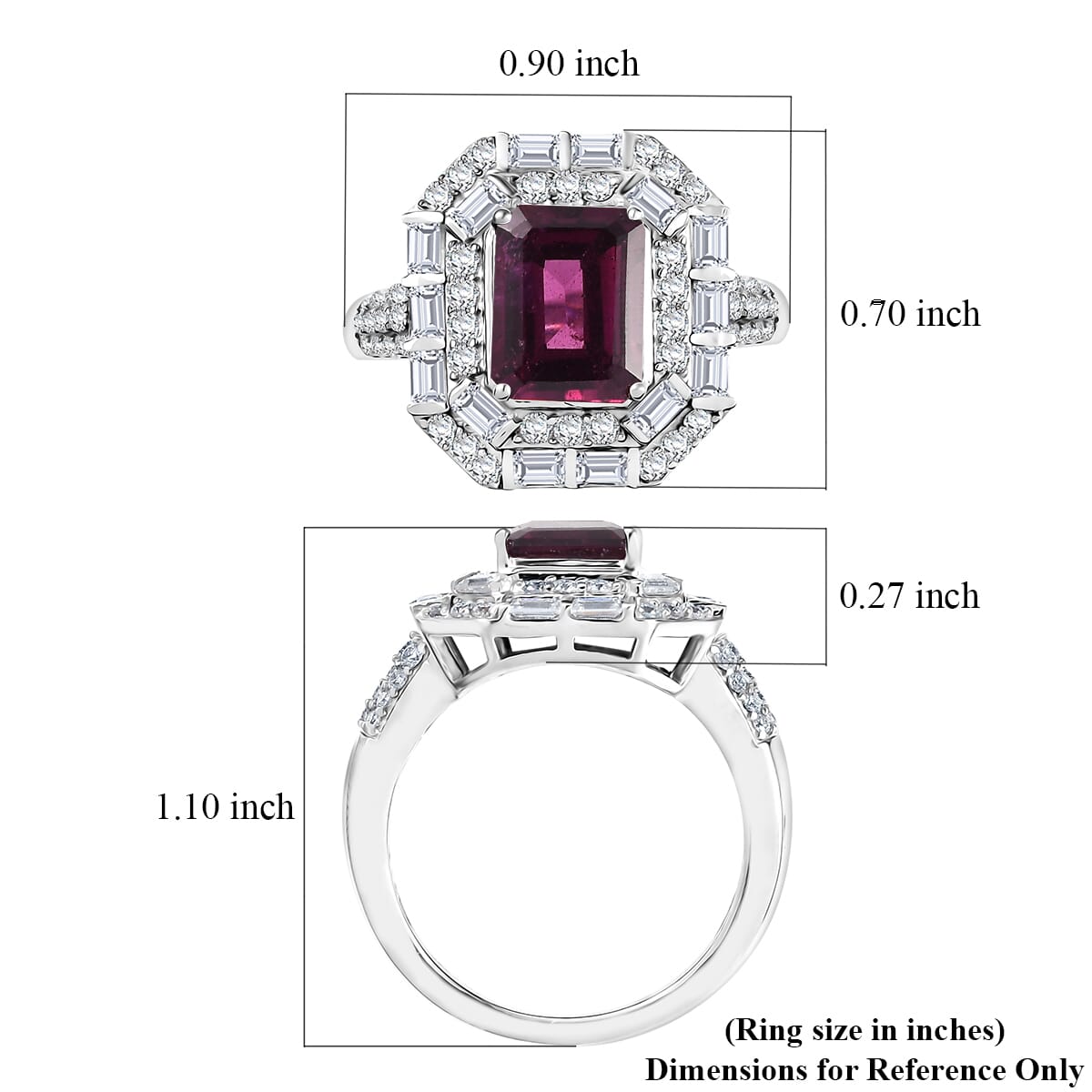 D'Joy Orissa Rhodolite Garnet and Moissanite 3.60 ctw Ring in Rhodium Over Sterling Silver (Size 6.0) image number 5