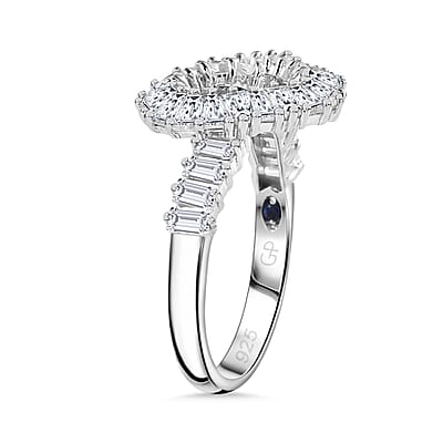 GP Amore Collection White Zircon 3.30 ctw Infinite Love Ring in Rhodium Over Sterling Silver (Size 5.0)