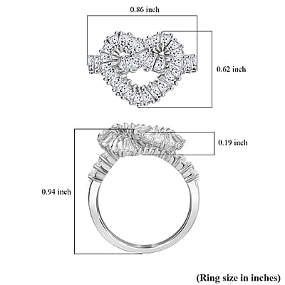 GP Amore Collection White Zircon 3.30 ctw Infinite Love Ring in Rhodium Over Sterling Silver (Size 5.0)
