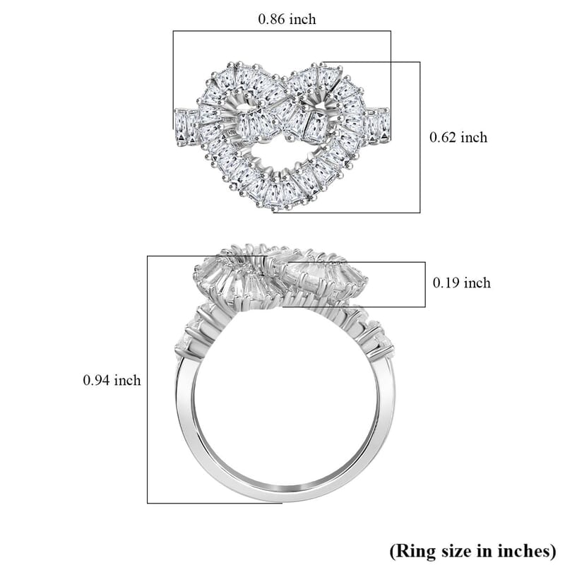 GP Amore Collection White Zircon 3.30 ctw Infinite Love Ring in Rhodium Over Sterling Silver (Size 6.0)
