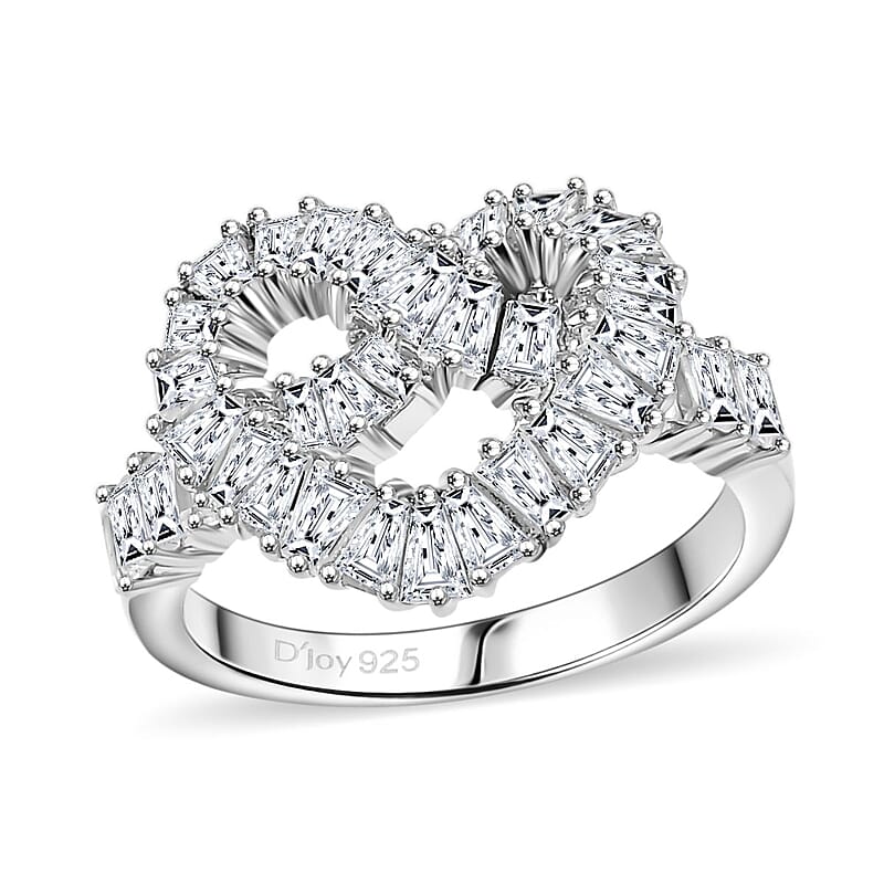 GP Amore Collection White Zircon 3.30 ctw Infinite Love Ring in Rhodium Over Sterling Silver (Size 8.0)