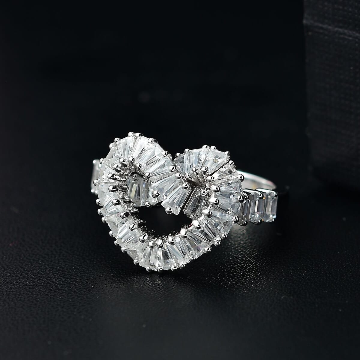 GP Amore Collection White Zircon 3.30 ctw Infinite Love Ring in Rhodium Over Sterling Silver (Size 9.0) image number 1