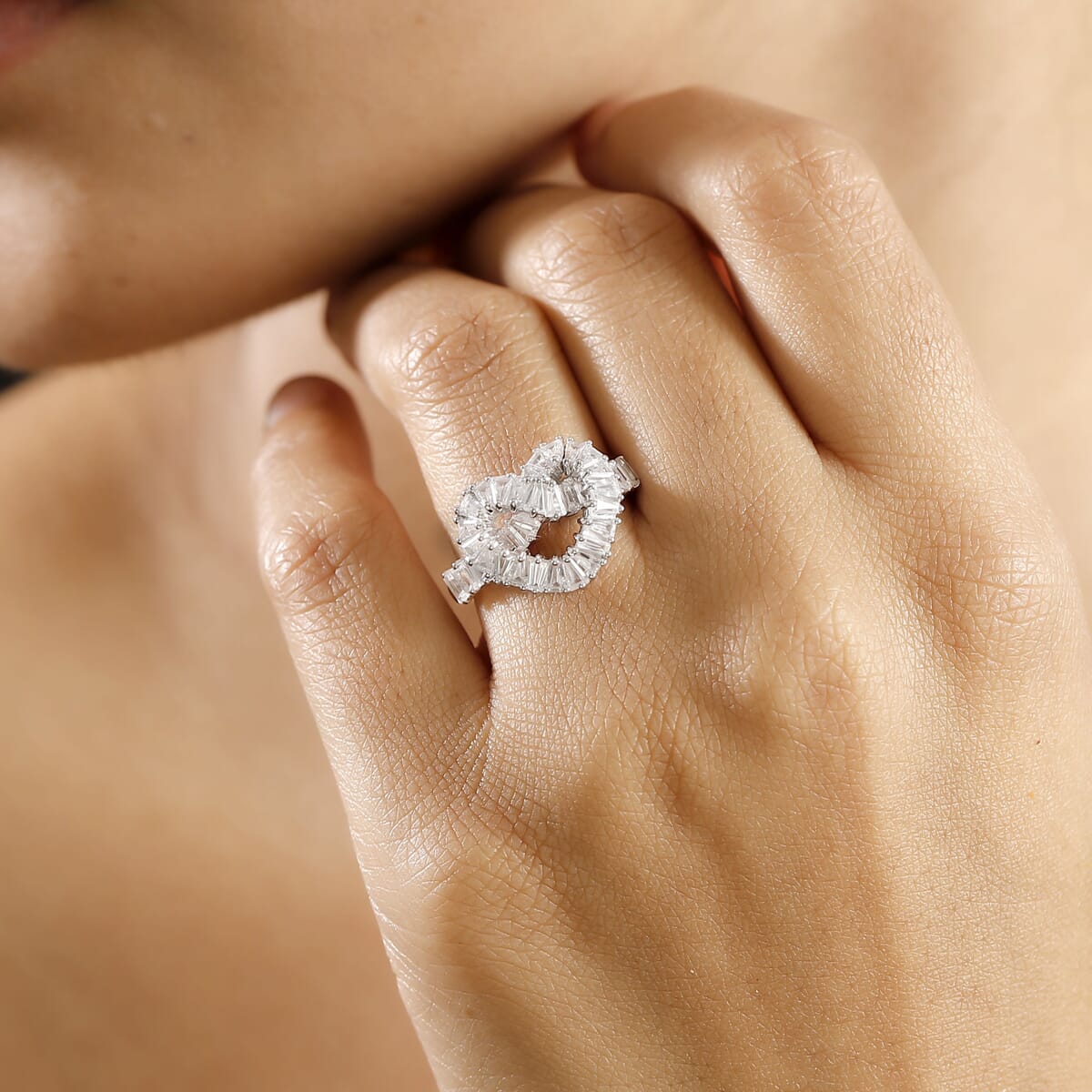 GP Amore Collection White Zircon 3.30 ctw Infinite Love Ring in Rhodium Over Sterling Silver (Size 9.0) image number 2