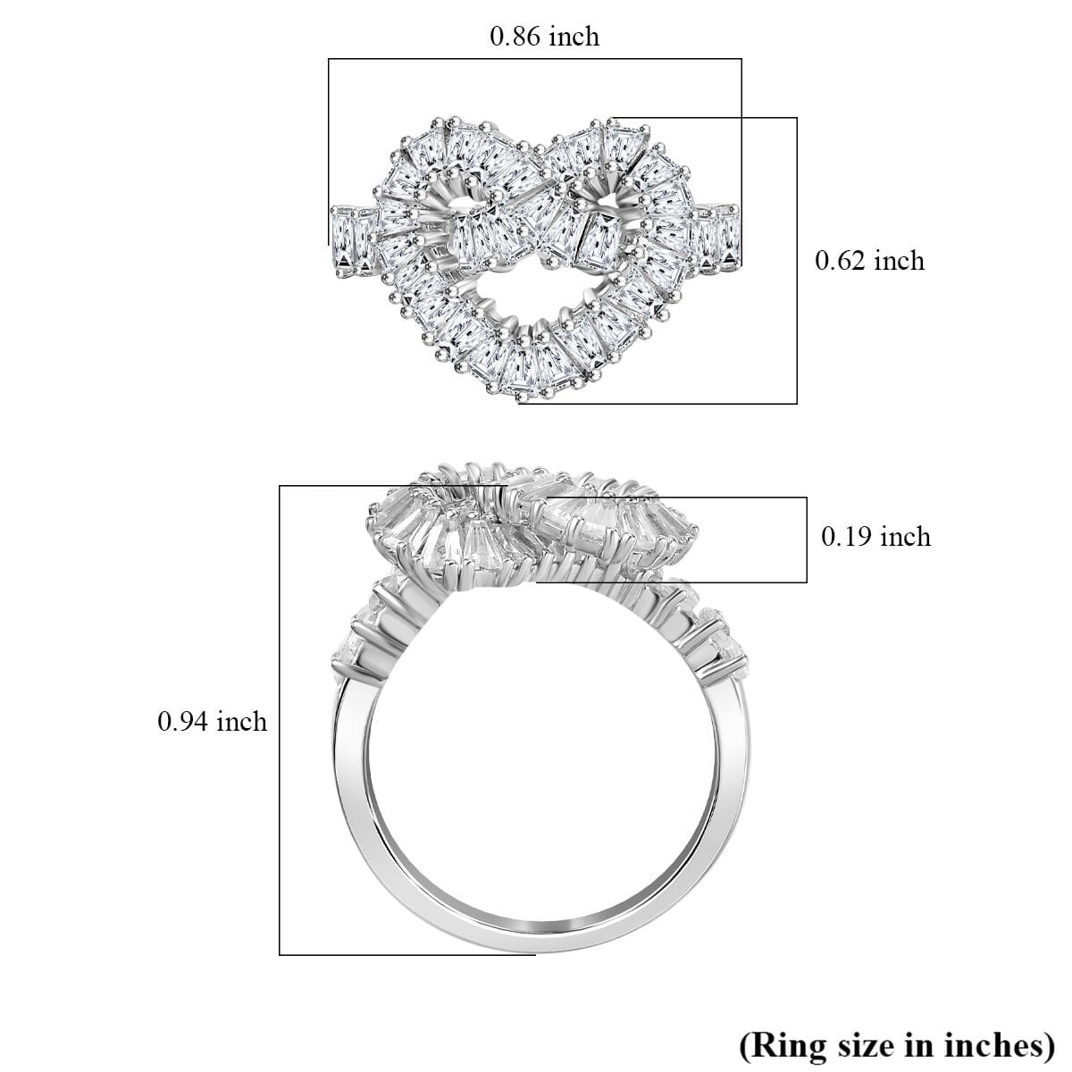 GP Amore Collection White Zircon 3.30 ctw Infinite Love Ring in Rhodium Over Sterling Silver (Size 9.0) image number 5