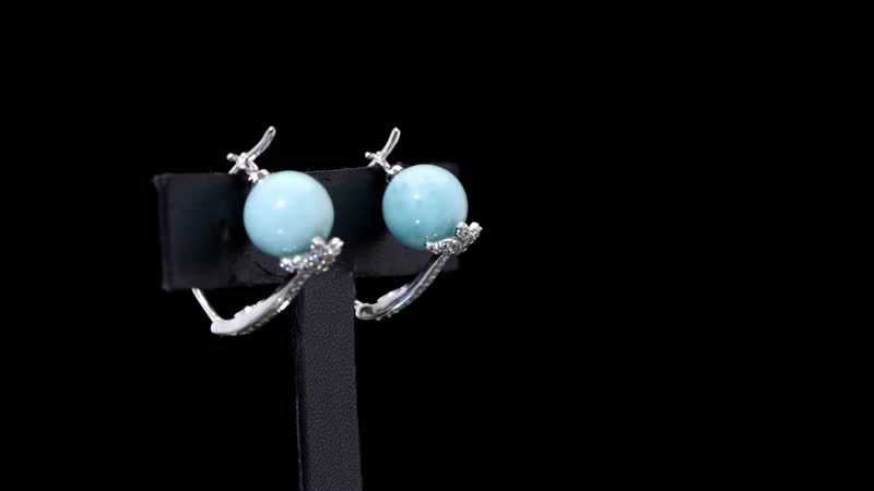 GP Trionfo Collection Larimar and White Zircon 15.50 ctw Butterfly Earrings in Rhodium Over Sterling Silver