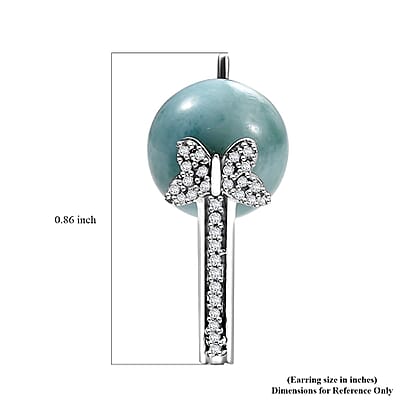 GP Trionfo Collection Larimar and White Zircon 15.50 ctw Butterfly Earrings in Rhodium Over Sterling Silver