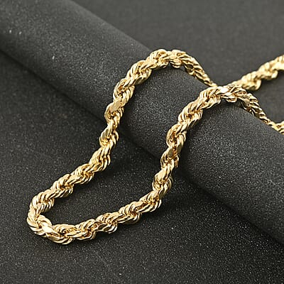 10K Yellow Gold 6mm Rope Chain Necklace 28 Inches 14.4 Grams