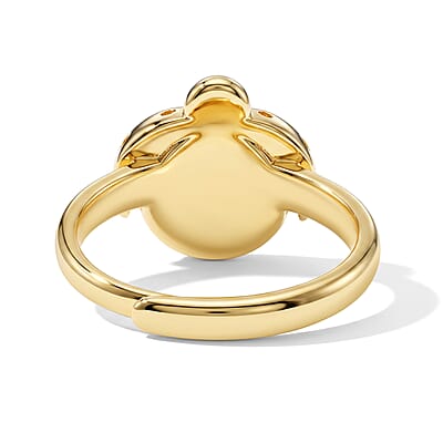 Amber Adjustable Ring in Sterling Silver