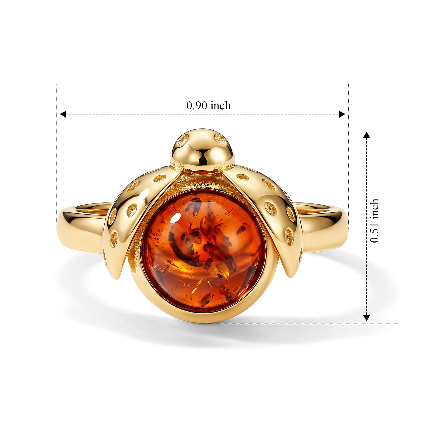 Amber Adjustable Ring in Sterling Silver