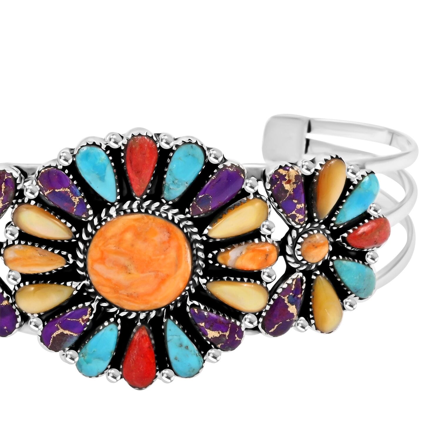 Buy Santa Fe Style Multi Gemstone 10.00 ctw Cuff Bracelet in