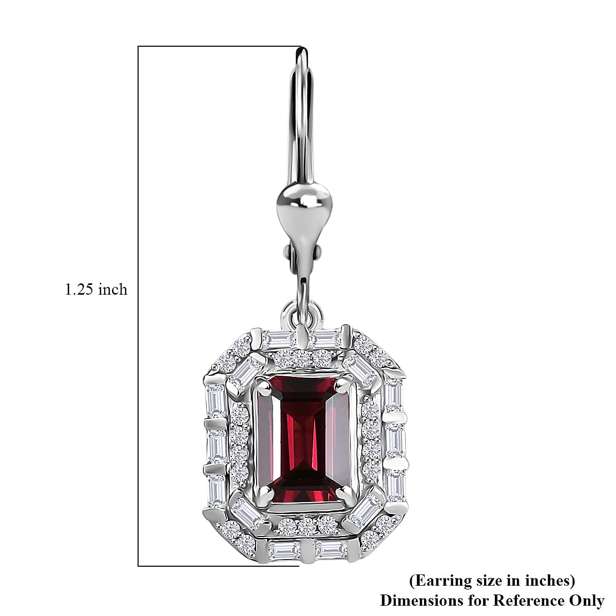 D'Joy Orissa Rhodolite Garnet and Moissanite 3.50 ctw Art Deco Earrings in Rhodium Over Sterling Silver image number 5