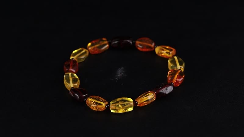 Multi Color Natural Amber Beaded Stretch Bracelet