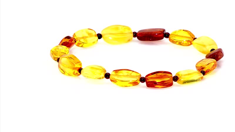 Multi Color Natural Amber Beaded Stretch Bracelet