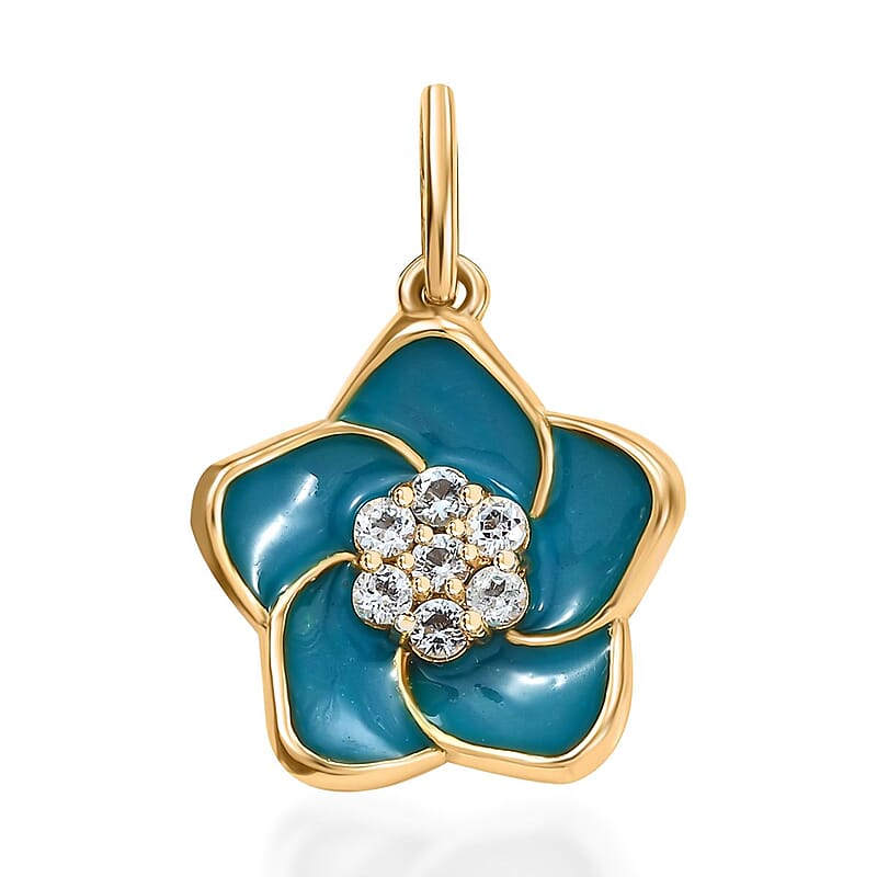 D'Joy Sky Blue Topaz 0.30 ctw Charm in 18K Vermeil Yellow Gold Over Sterling Silver