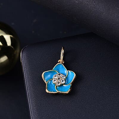D'Joy Sky Blue Topaz 0.30 ctw Charm in 18K Vermeil Yellow Gold Over Sterling Silver