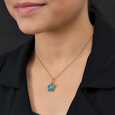 D'Joy Sky Blue Topaz 0.30 ctw Charm in 18K Vermeil Yellow Gold Over Sterling Silver