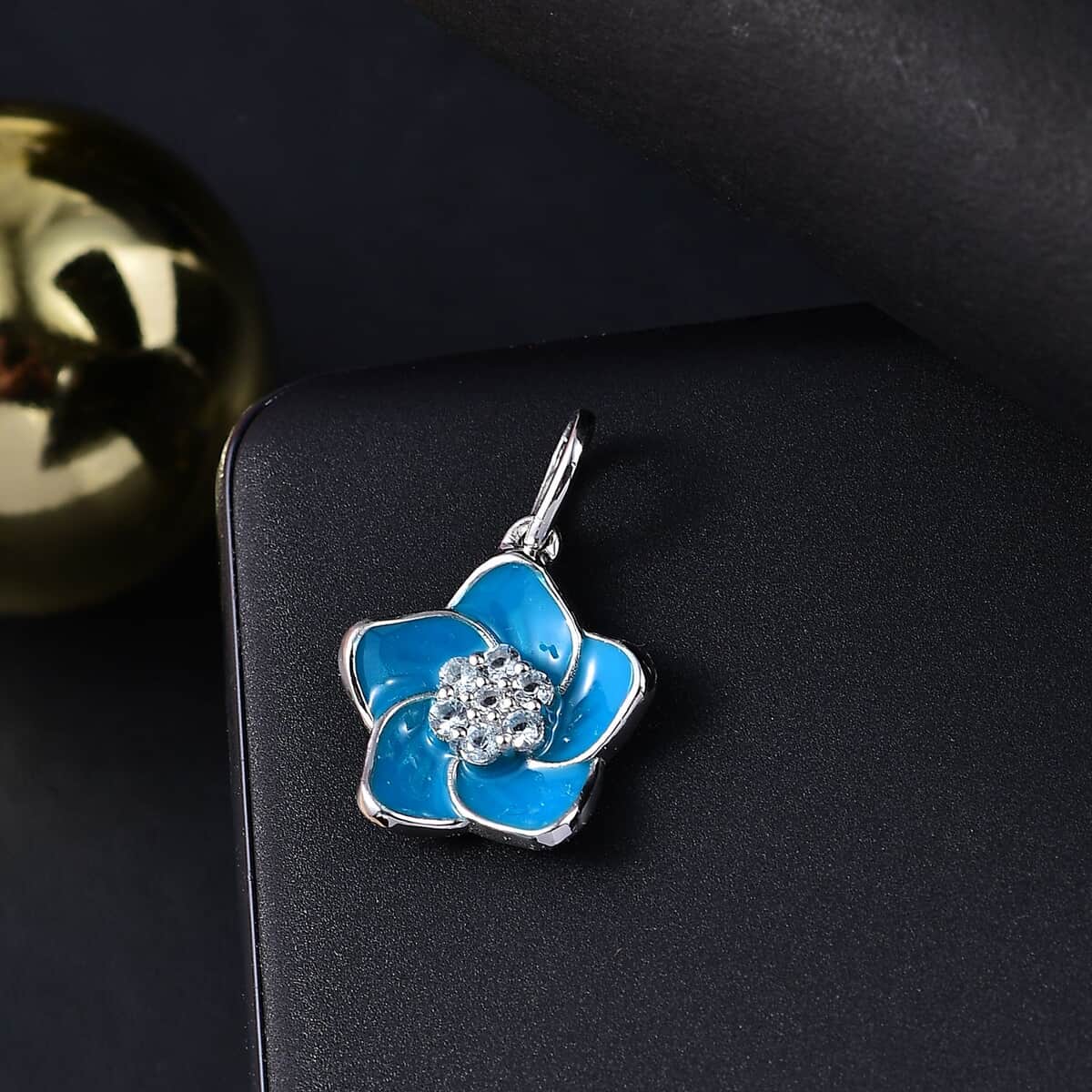 Sky Blue Topaz 0.30 ctw Charm in Rhodium Over Sterling Silver image number 1