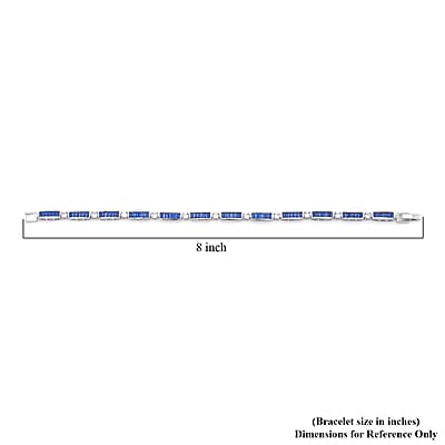 Simulated Blue and White Diamond Bracelet in Silvertone (7.75 In)