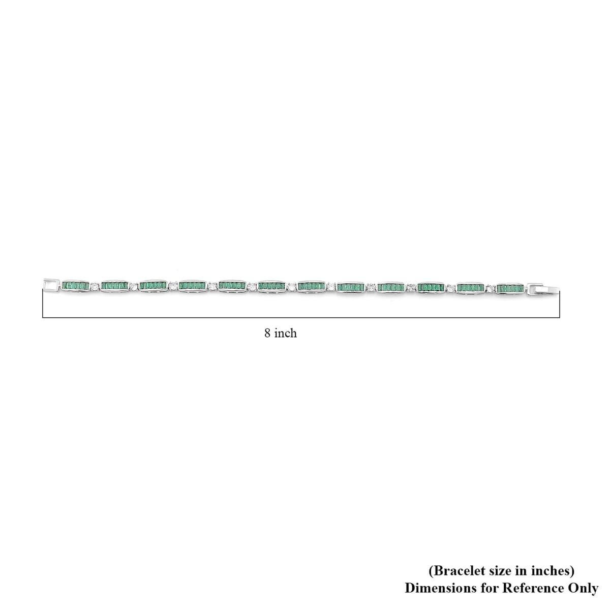 Simulated Green and White Diamond Bracelet in Silvertone (7.75 In) image number 3