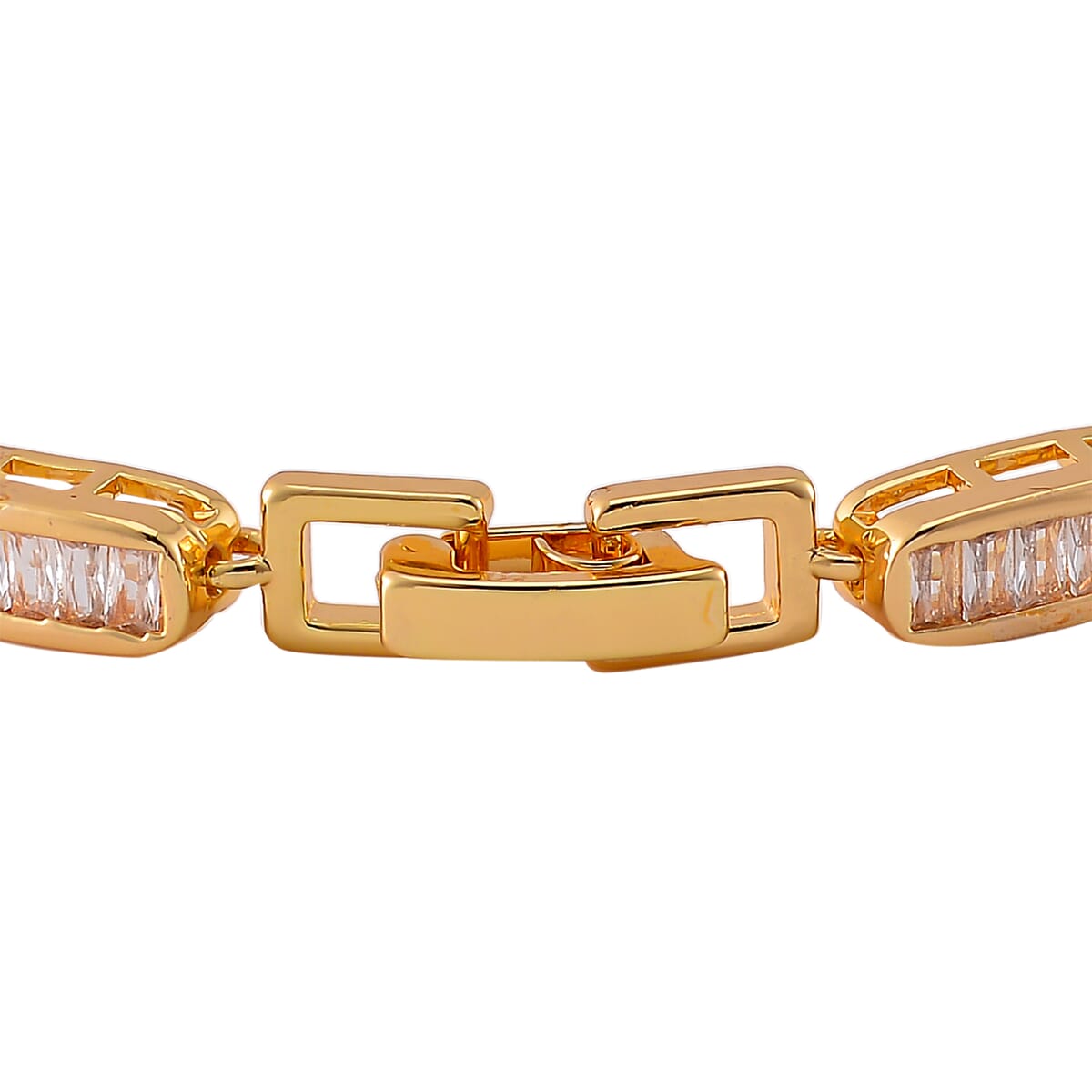 Simulated Diamond Bracelet in Goldtone (7.75 In) image number 2