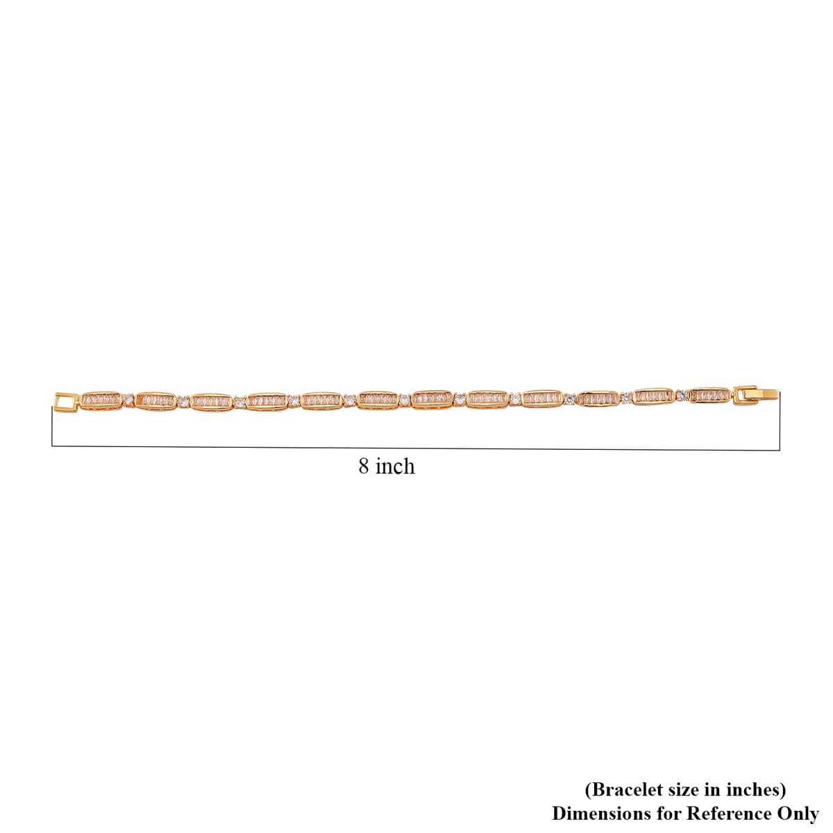 Simulated Diamond Bracelet in Goldtone (7.75 In) image number 3